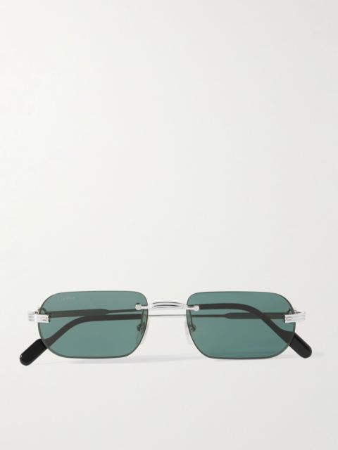 Cartier Première De Cartier Rimless Square-Frame Acetate and Silver-Tone Metal Sunglasses Silver