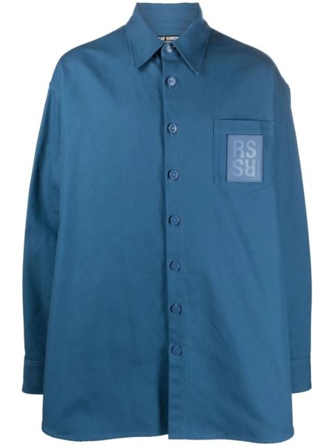 Raf Simons Oversized logo-patch cotton shirt