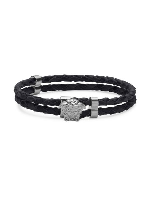 VERSACE Men's Medusa Braided Leather Bracelet - Black Ultra