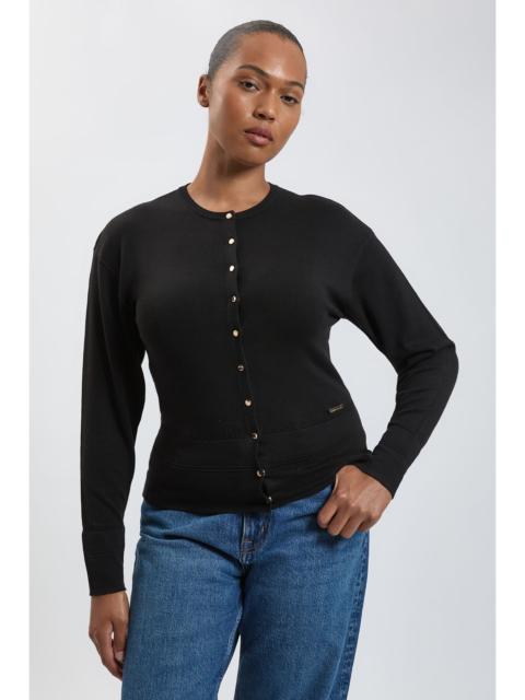 KAREN MILLEN Plus Size Forever Viscose Blend Knitted Stitch Detail Balloon Sleeve Cardigan