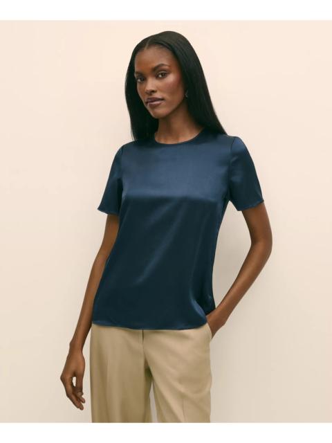 Brooks Brothers Short-Sleeve Top in Washable Silk Charmeuse
