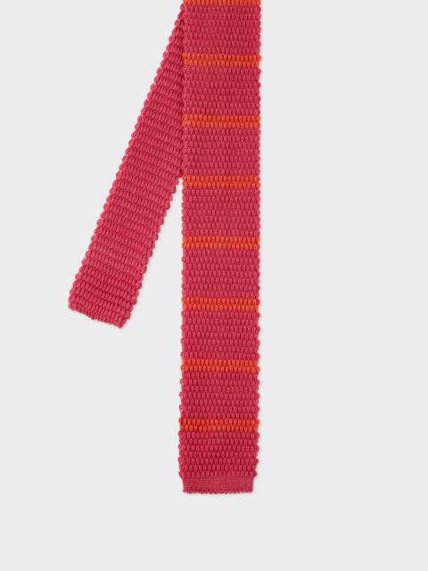 Pink and Orange Knitted Stripe Tie