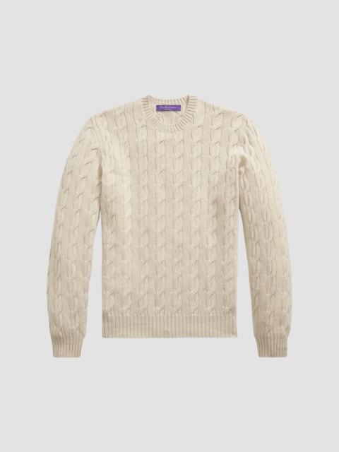 Ralph Lauren Men's Cable-Knit Cashmere Crewneck Sweater - Champagne Melange