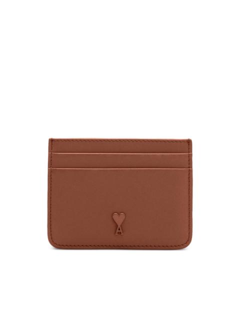 AMI Paris stud caramel leather cardholder