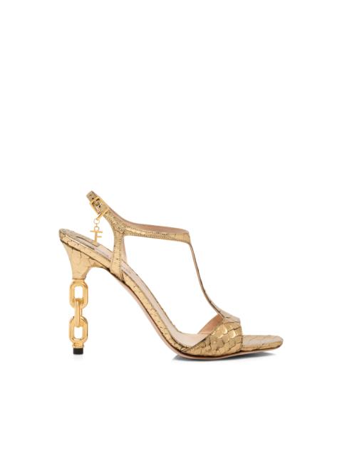 TOM FORD LAMINATED STAMPED PYTHON LEATHER GALAXY SANDAL