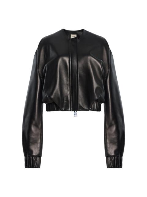 KHAITE Cordan Plonge Leather Bomber Jacket black