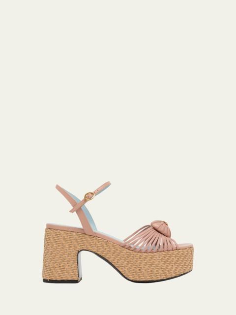 Valentino 80mm Coeur Royal VLogo Leather Platform Sandals