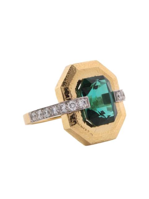 DAVID WEBB Green Tourmaline Diamond Avenue Ring