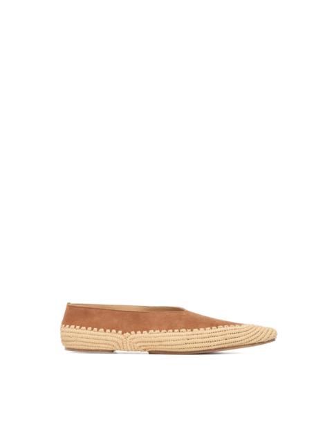 GABRIELA HEARST Strength Flat Shoe in Camel Suede & Natural Raffia