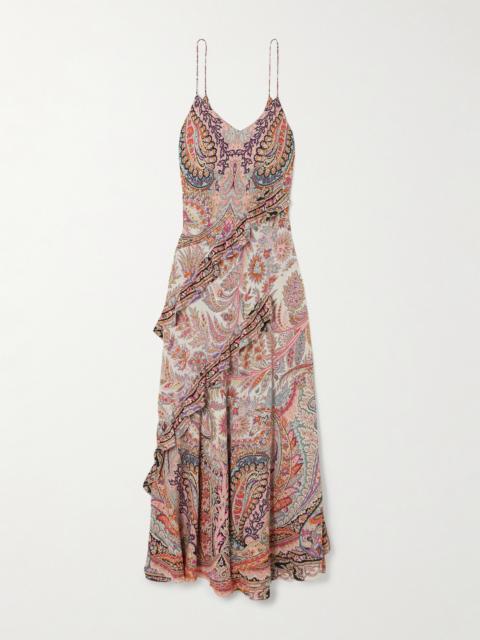 Etro Ruffled Printed Georgette Midi Dress