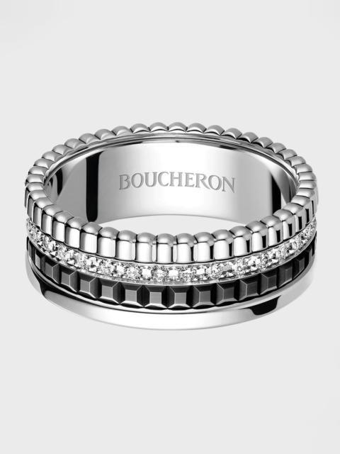 Boucheron Quatre 18K White Gold Black Edition Small Diamond Band Ring
