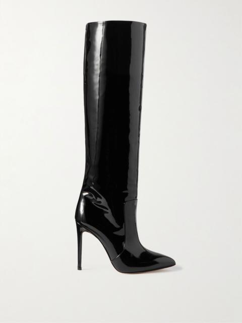 PARIS TEXAS Stiletto patent-leather knee boots Black