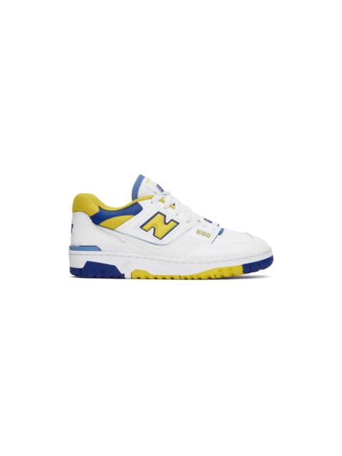 New Balance White & Yellow 550 Sneakers