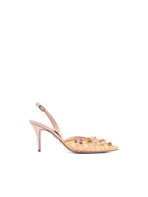 RENE CAOVILLA floral-embellished slingback pumps