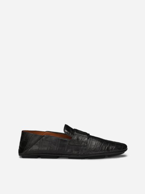 Dolce & Gabbana Crocodile-print calfskin driver shoes