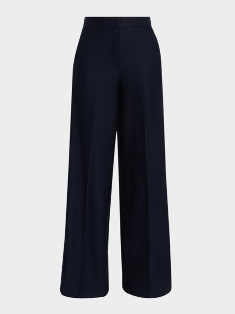 Max Mara High-Rise Wool Pique Jersey Wide-Leg Pants