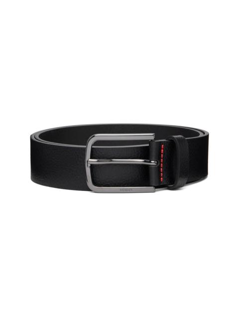 HUGO Black Italian-Made Grained Leather Belt