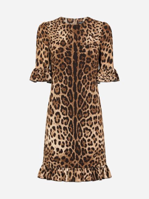 Dolce & Gabbana Short leopard-print cady dress
