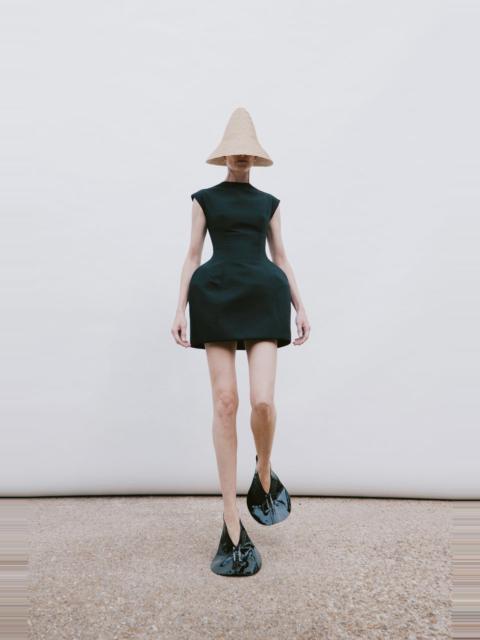 A.W.A.K.E. MODE CLOSED NECKLINE SCULPTED SWAN DRESS BLACK