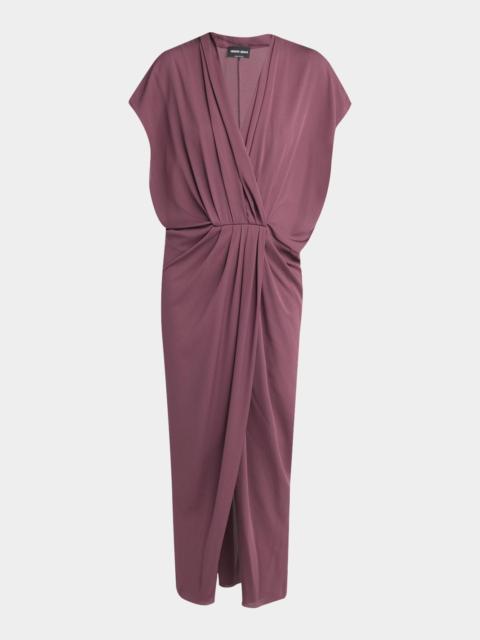 GIORGIO ARMANI Surplice-Neck Cap-Sleeve Column Dress
