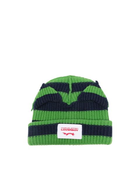 CHARLES JEFFREY LOVERBOY Supersized Chuncky Ears striped beanie