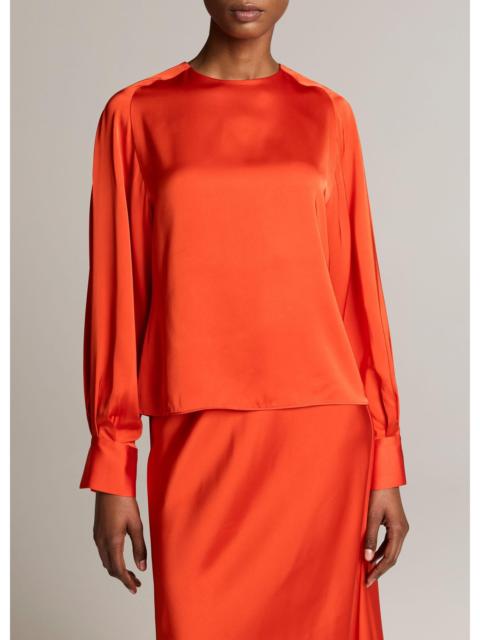 Vince Satin Tie-Neck Raglan Top