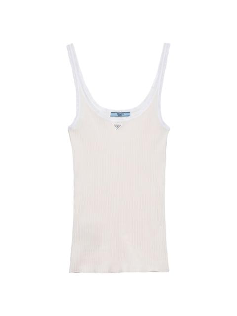 Prada Women's Ribbed Cotton Top - White