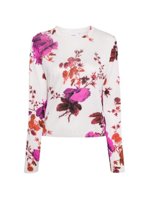 floral-print silk jumper