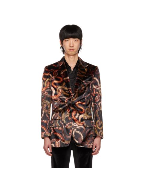 LU'U DAN Black Snake Print Blazer