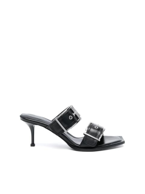 Alexander McQueen 75mm leather buckled mules