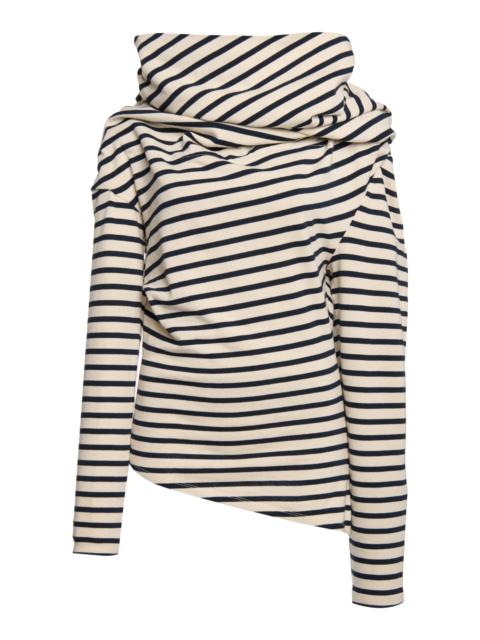 A.W.A.K.E. MODE Jersey Cotton Cowl Neck Top black/white