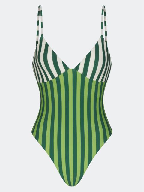SIMONMILLER Behati One Piece In Green Stripe Combo