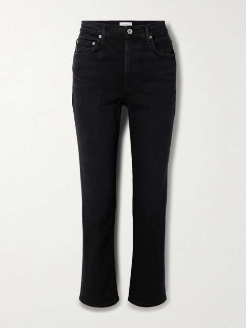 Citizens of Humanity Zurie Ankle cropped high-rise straight-leg organic jeans Black