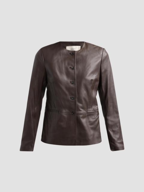 Loulou de Saison Women's Adea Collarless Leather Jacket - Coffee