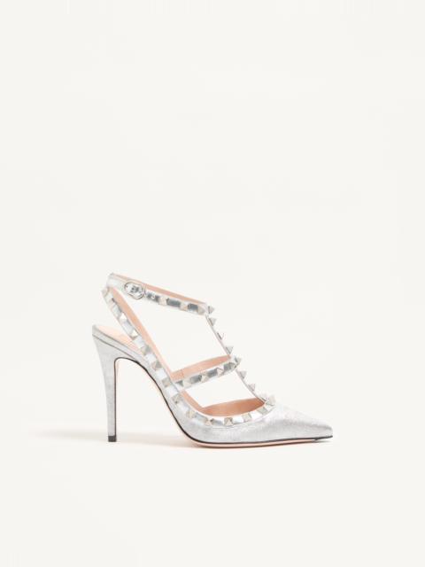 ROCKSTUD PUMP IN GLITTER FABRIC 100MM