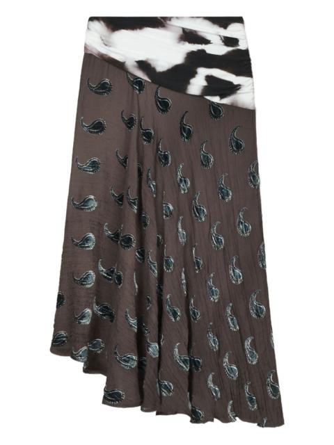TORY BURCH paisley-pattern asymmetric midi skirt