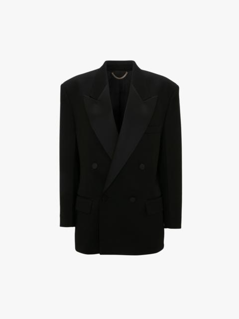 Victoria Beckham Satin Lapel Tuxedo Jacket in Black