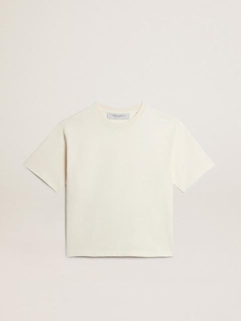 T-shirt in aged white with reverse logo on the back - Boxy fit