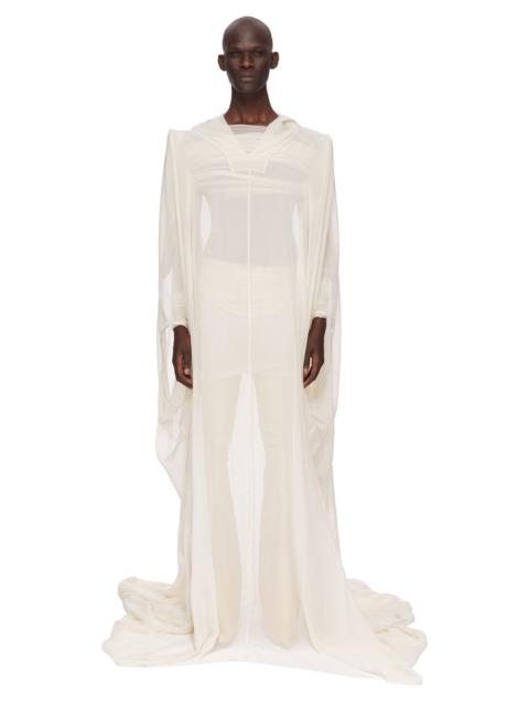 Rick Owens Off-White Hollywood Hooded Kaftan Pullover Coat