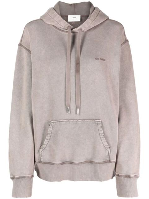 AMI Paris logo-embroidered cotton hoodie