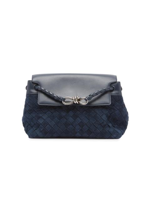 Bottega Veneta Men's Small Andiamo Leather Messenger Bag - Neptune Vintage Silver