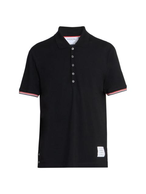 Thom Browne Men's RWB Tipping Wool Jersey Polo Shirt - Black