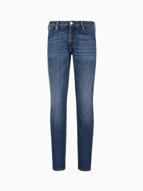 EMPORIO ARMANI J06 Slim-fit, twill-melange jeans in 10 oz comfort denim