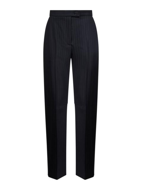 KHAITE Navy blue pinstriped stretch wool Jude trousers