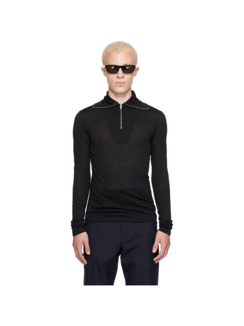 Jil Sander Black LS Zip Polo