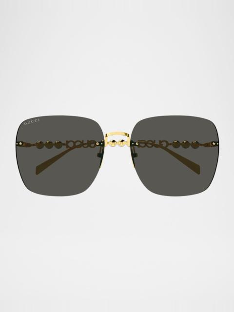 GUCCI Metal Rectangle Sunglasses