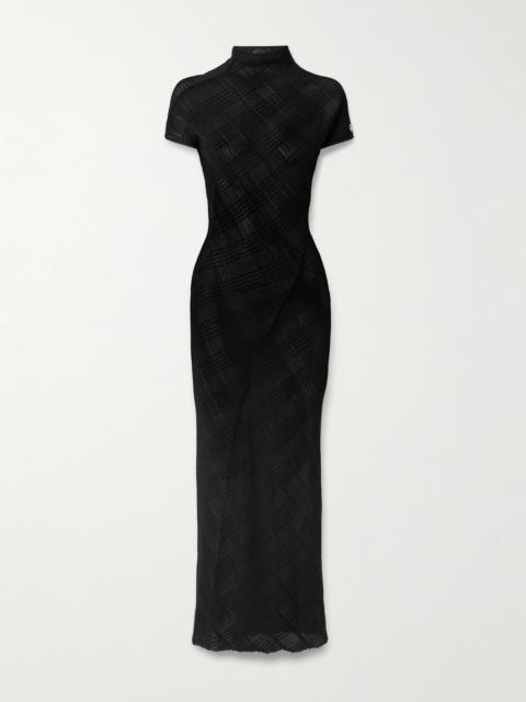 Jean Paul Gaultier Embellished Checked Ribbed-knit Turtleneck Maxi Dress