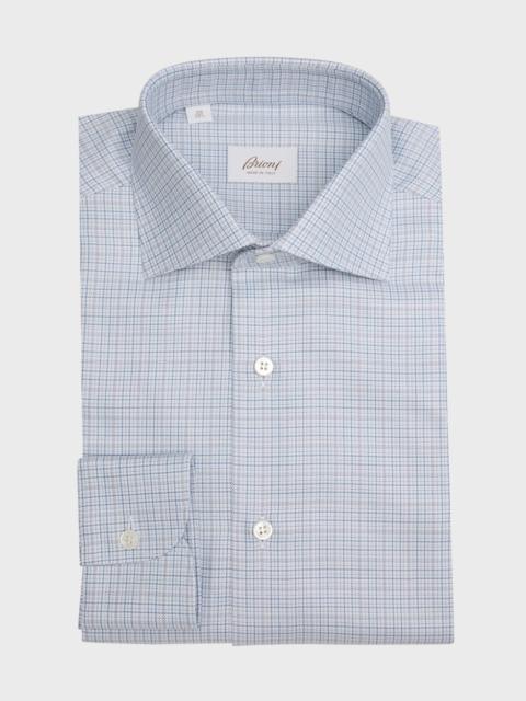 Brioni Men's Cotton Micro-Check Dress Shirt