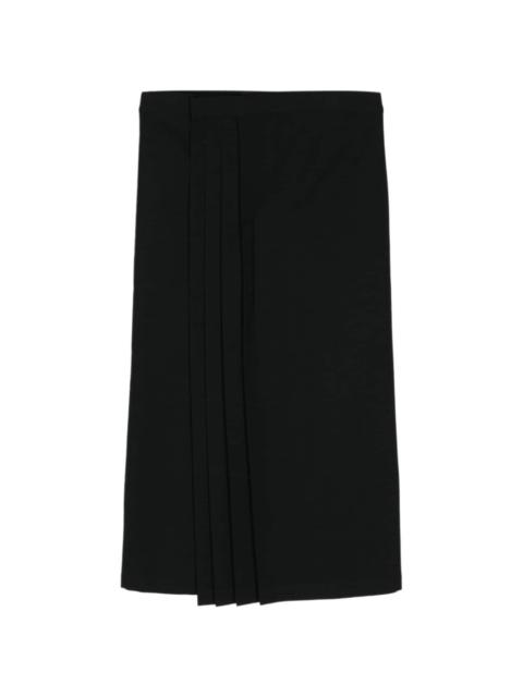 pleated wool midi skirt