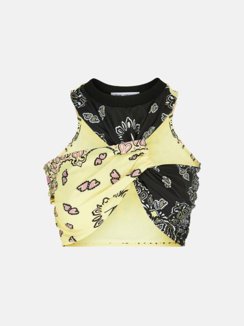 "ASAHI" BLACK AND YELLOW BANDANA TOP